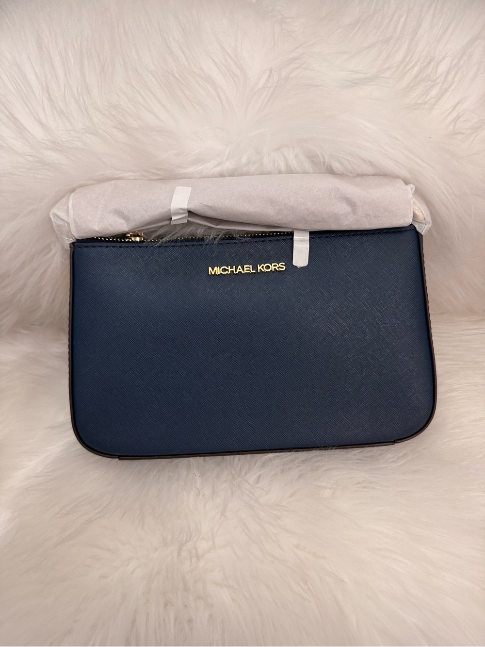Michael Kors Jet Set Travel Navy Pouchette Leather